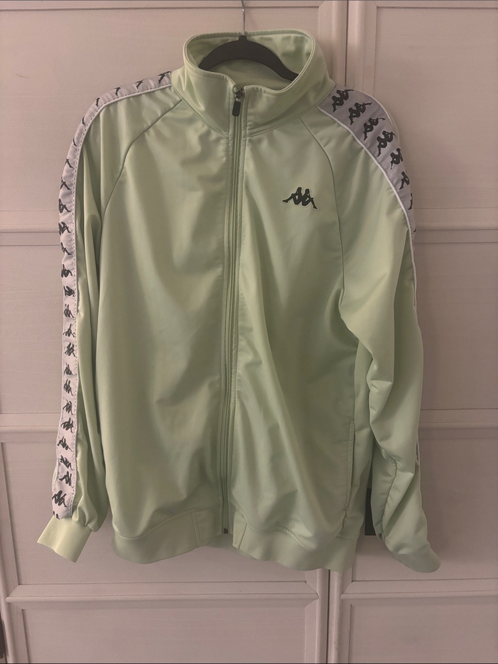 Kappa Pastel Green Zip-Front Track Jacket with Logo Tape
